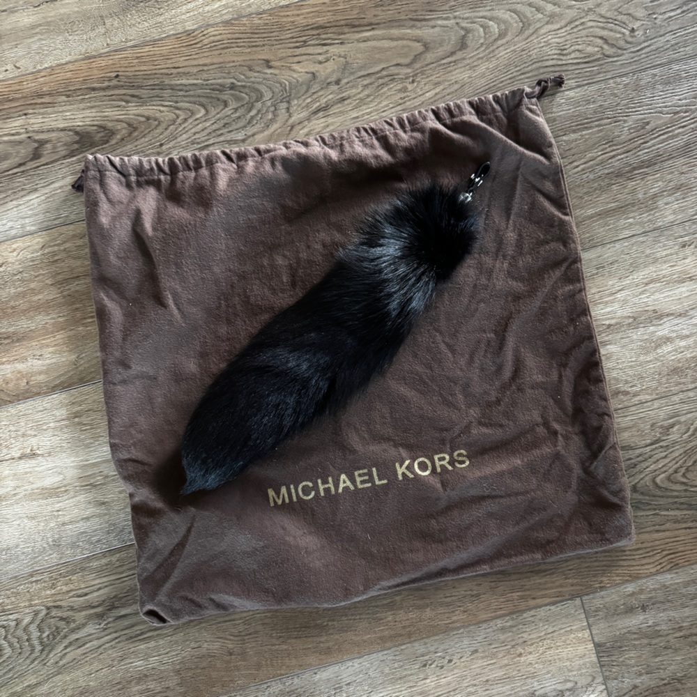 Michael Kors Real Fox Fur Tail Keychain in Black RARE!